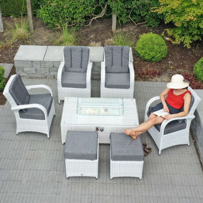 Treviso Coffee Fire Pit Set with 4 Armchairs and 2 Footstools main product photo