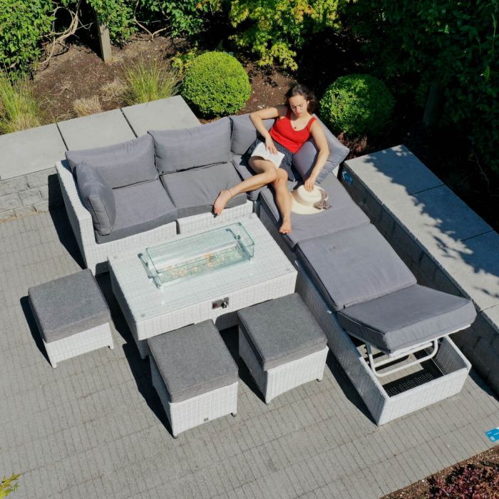 Treviso Grande Corner Fire Pit Sofa Set with 3 Footstools main product photo