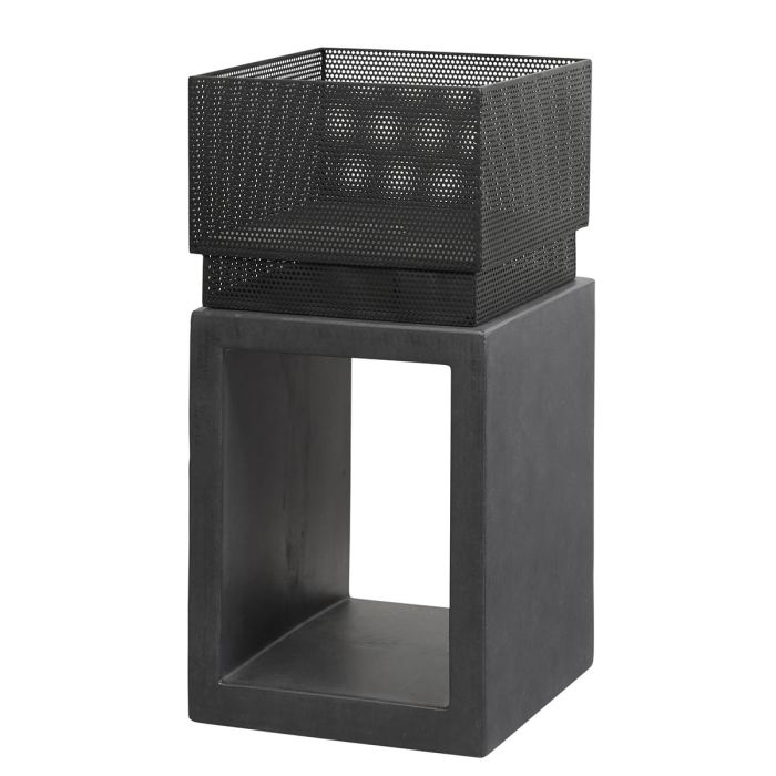 72cm Metal Fire Pit with Square Clayfibre Console - Granite main product photo
