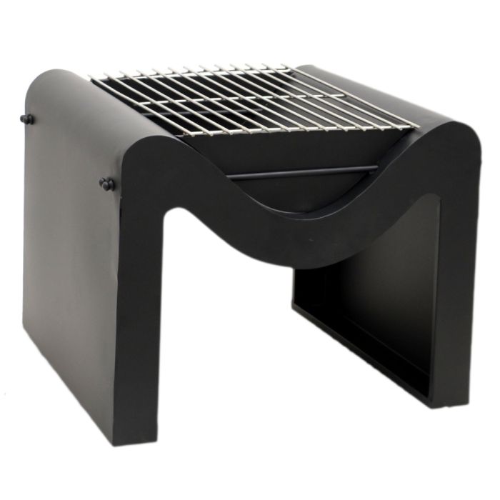 Outdoor Metal Hexham Firepit with Grill in Black (H38cm x W46cm) main product photo