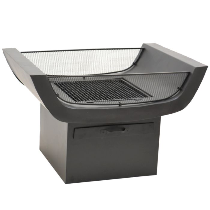 Outdoor Metal Sussex Firepit with Grill in Black main product photo