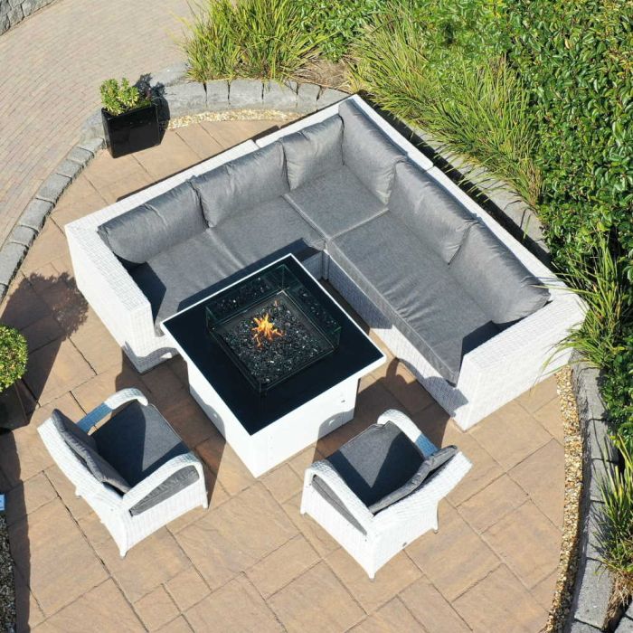 Treviso Corner Sofa Set with Etna Fire Pit Table and Two Armchairs main product photo