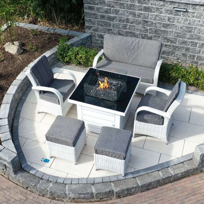 Treviso Lounge Fire Pit Set with 2 Armchairs, 2 Seater Sofa and 2 Footstools main product photo