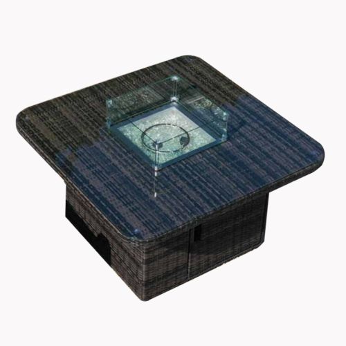 Cairo Square Rattan Gas Firepit Table