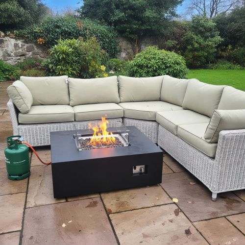 Square Bronze Gas Firepit with Glass